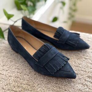 M. Gemi Navy Blue Suede Loafers